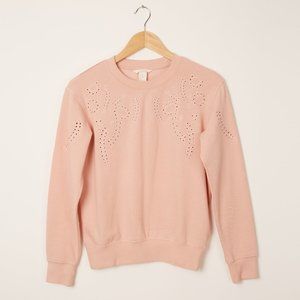 🍋3 for $20🍋 H&M Paisley Pattern Cutout Blush Pink Sweatshirt Size XS